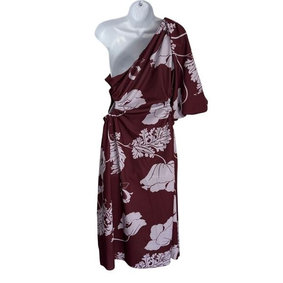 NWOT ASOS One Shoulder Midi Dress Romantic Avant Garde Wedding Guest 12 - Picture 2 of 8